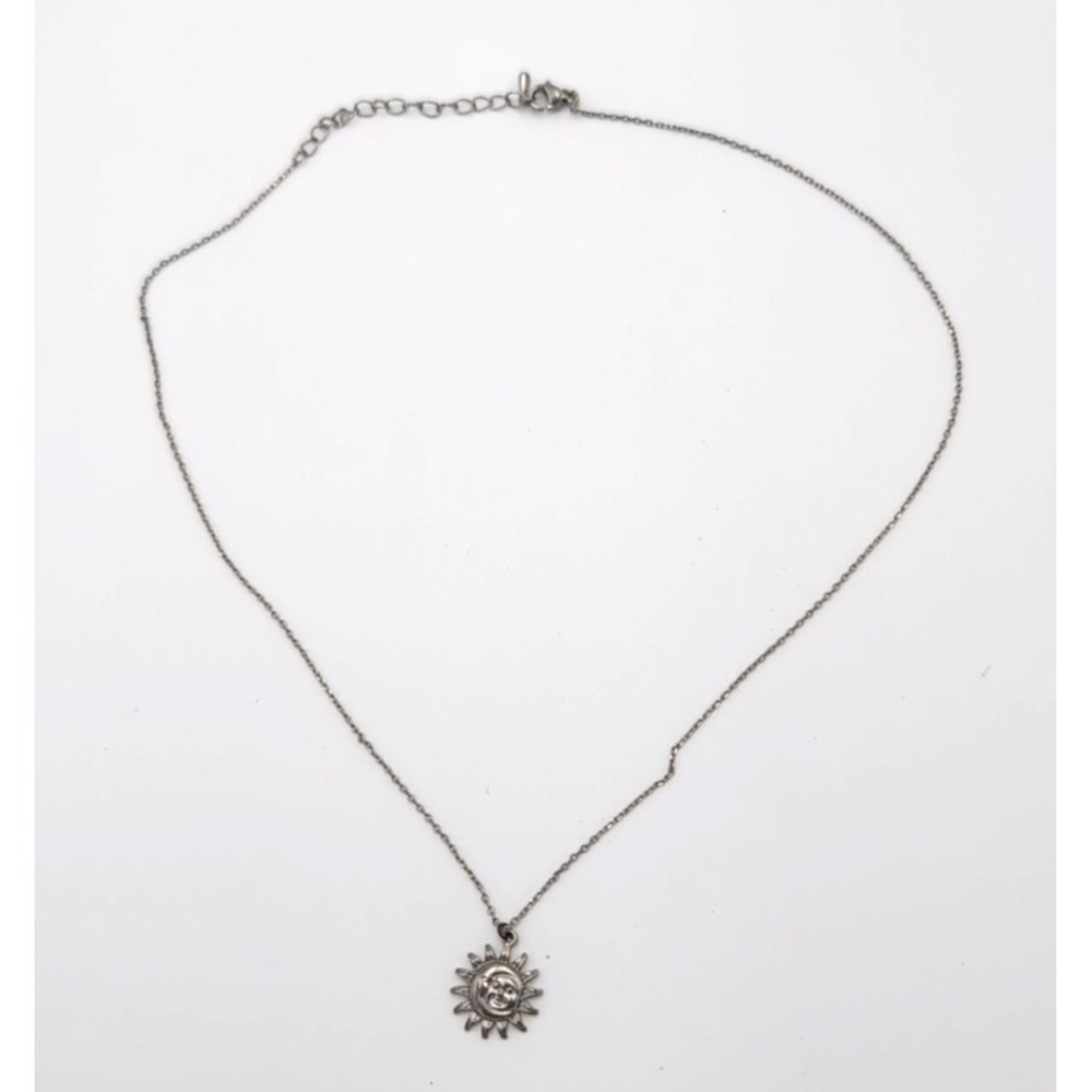 Sun Moon Kiss Necklace Jewelry Silvery Couple Love Pendant